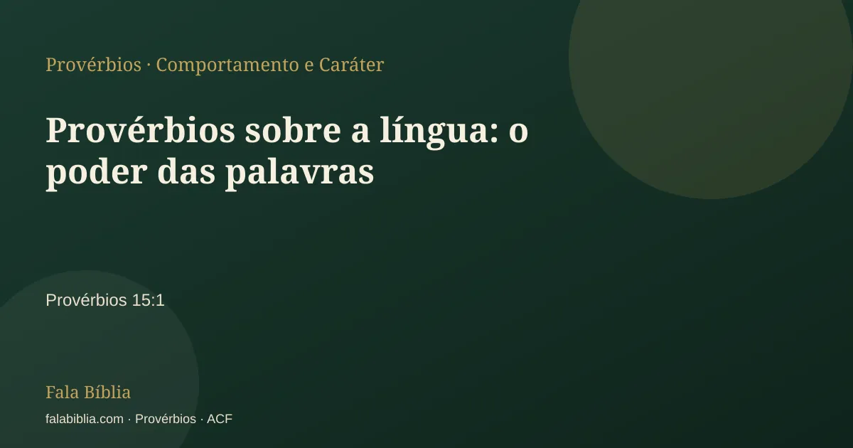 Capa tipográfica — Provérbios sobre a língua: o poder das palavras | Fala Bíblia
